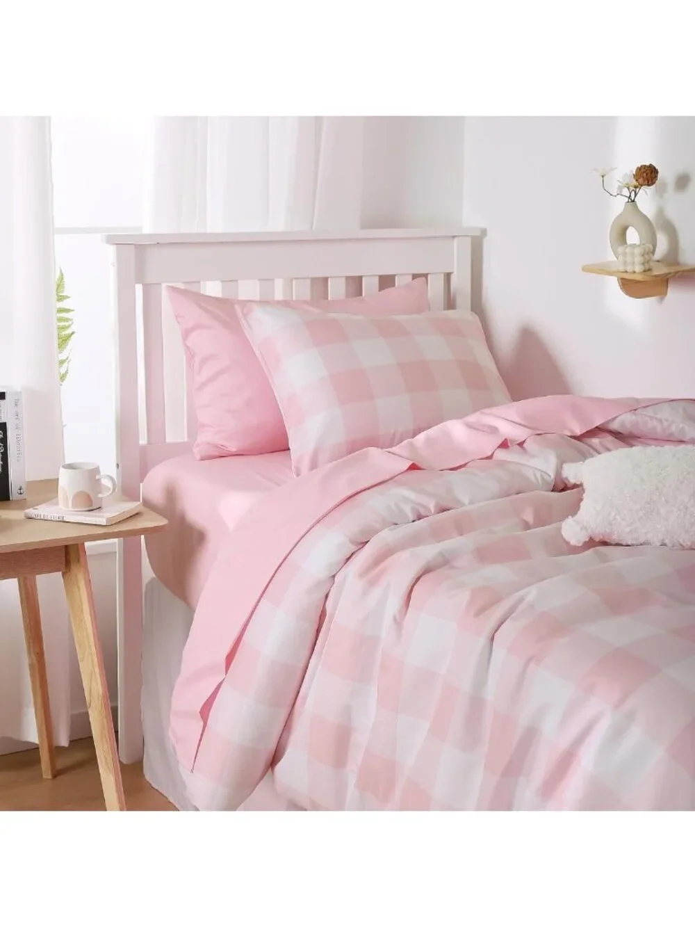 Gingham Comforter Set - Cute Plaid Buffalo Check Bedding, Soft Lightweight 3